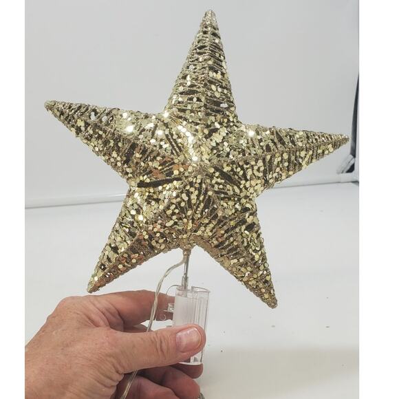 Wondershop Sequin Wrapped Star Tree Topper Gold LED lights - Picture 5 of 8
